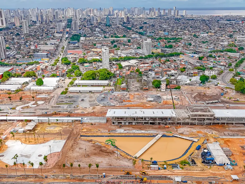 obras do Parque da Cidade, espaço que sediará a programação da COP30, no Parque da Cidade. Foto: Ricardo Stuckert/PR